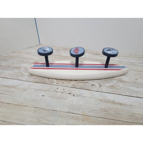 Surfboard Peg Wood‎ 3 Hooks Wall Art Surfing Beach Decor Hat Coat Rack Hanger - Picture 6 of 12